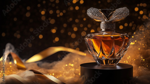 podium mockup in backdrop for perfume