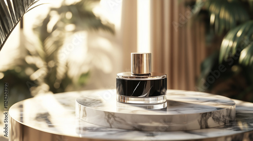 podium mockup in backdrop for perfume