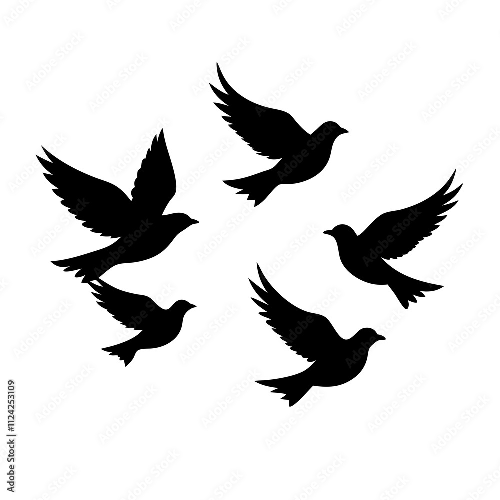 Fototapeta premium Flying bird vector art. Birds icon silhouette art, Animal bird Elements illustration