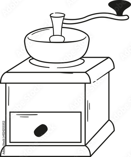 Manual Grinder Line Art Vector Illustration