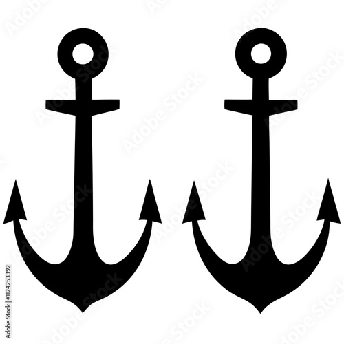 Ship anchor vector collection art design. Anchor set icon silhouette art, Ship Elements illustration