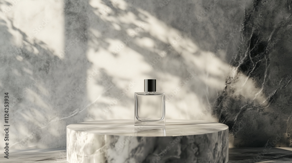 podium mockup in backdrop for perfume
