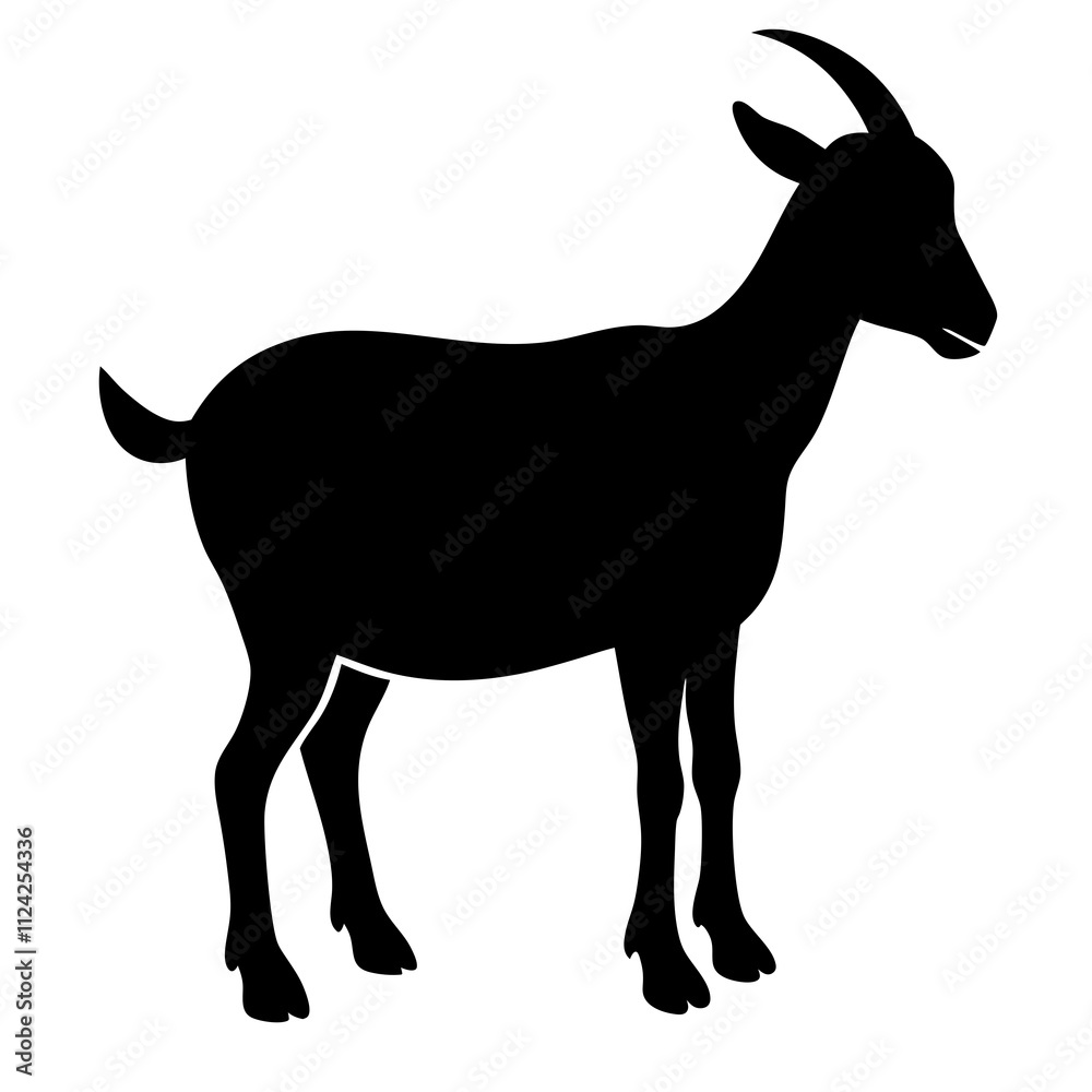 Creative goat animal black & white vector art. Goat icon silhouette art, Animal Elements illustration Creative goat animal black & white vector art. Goat icon silhouette art, Animal Elements illustration