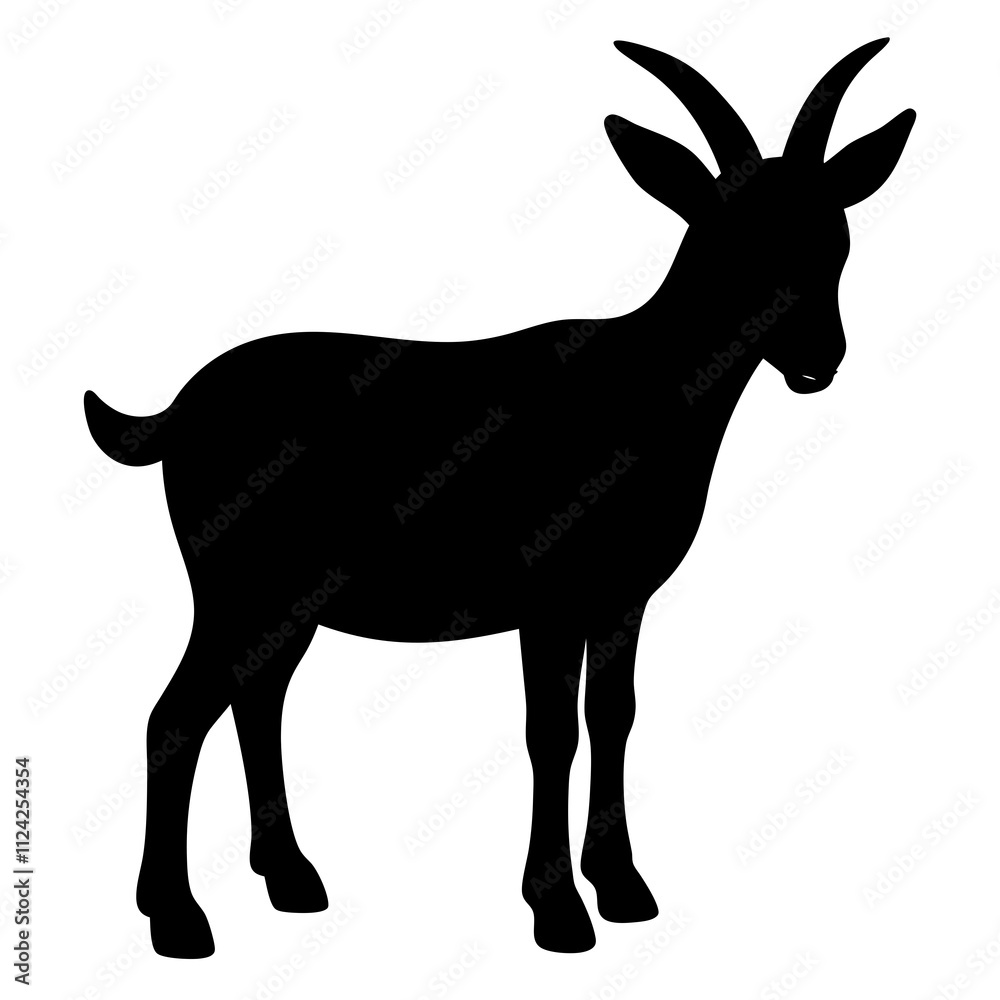 Creative goat animal black & white vector art. Goat icon silhouette art, Animal Elements illustration Creative goat animal black & white vector art. Goat icon silhouette art, Animal Elements illustration