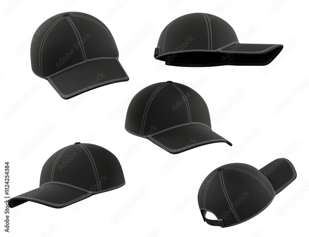 Black Baseball Cap isolated on white Black Baseball Cap isolated on white
