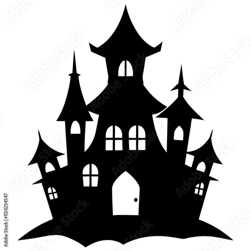 Creative haunted house vector art. Halloween scary house icon silhouette art, Holiday Elements illustration photo