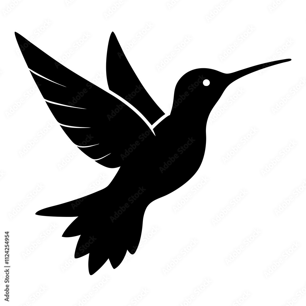 Fototapeta premium Creative Hummingbird flying vector art design. Bird flying icon silhouette art, Bird Elements illustration