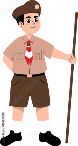 Kids Wearing Scout Uniform Vector Illustration