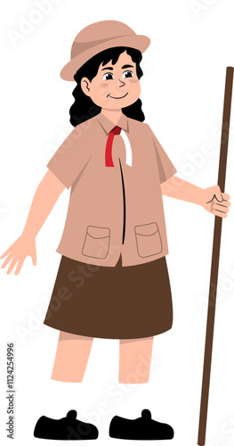 Kids Wearing Scout Uniform Vector Illustration