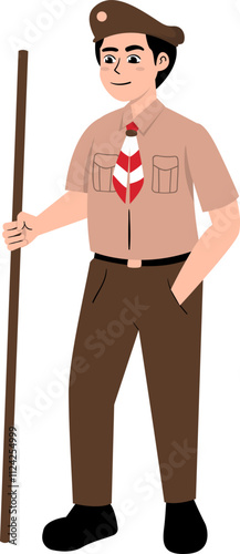 Man Wearing Scout Uniform Vector Illustration