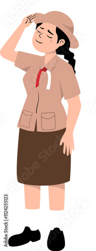 Woman Wearing Scout Uniform Vector Illustration