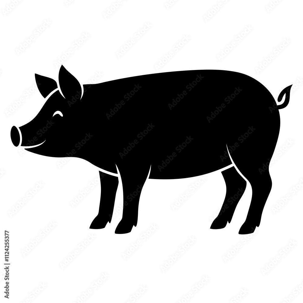 Fototapeta premium Pig animal vector art design. Pig silhouette art, Animal Elements illustration