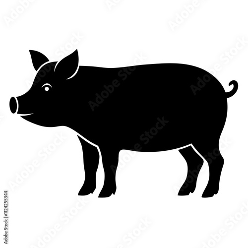 Pig animal vector art design. Pig silhouette art, Animal Elements illustration