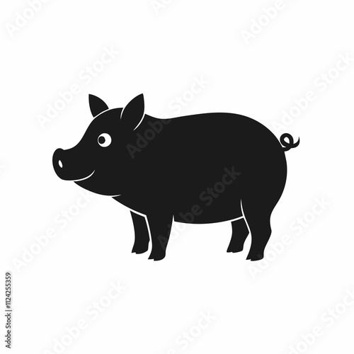 Pig animal vector art design. Pig silhouette art, Animal Elements illustration