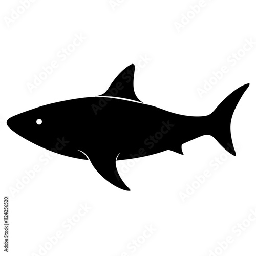 Shark animal vector black and white. Shark Silhouette, Animal Shark elements illustration