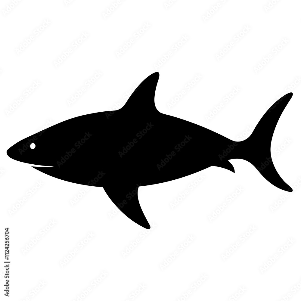 Fototapeta premium Shark animal black and white. Shark Silhouette, Animal Shark elements illustration