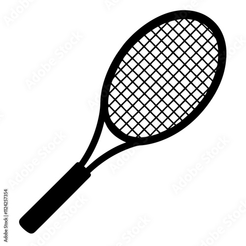 Tennis racket black & white. Creative symbol design silhouette, Racket sports elements illustration