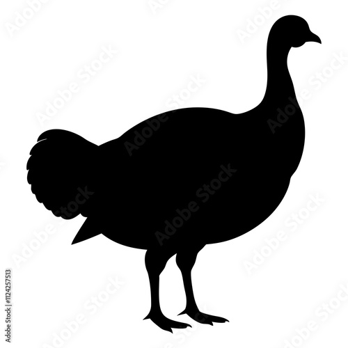 Turkey animal black & white. Creative symbol design silhouette, Holiday animal elements illustration