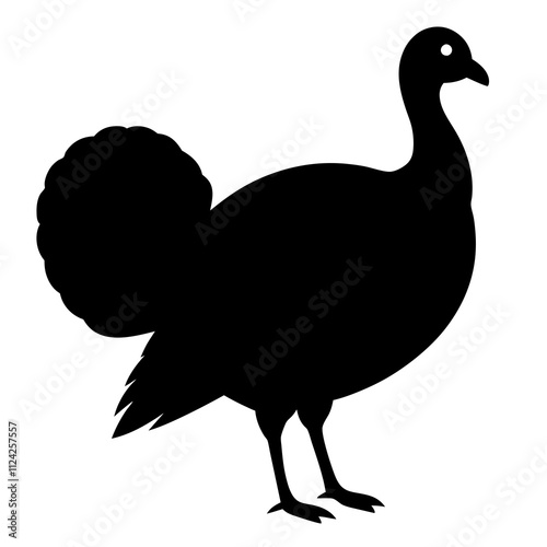 Turkey animal black & white. Creative symbol design silhouette, Holiday animal elements illustration