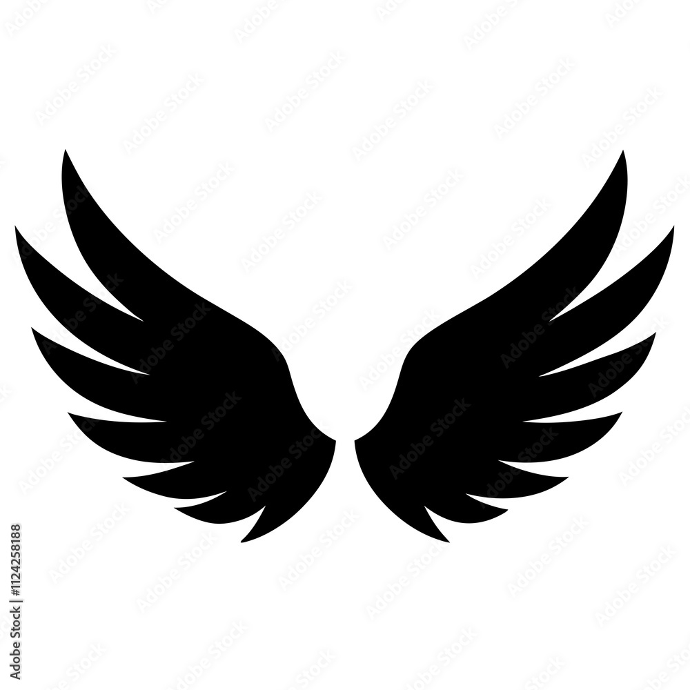 Fototapeta premium Animal wings badge black and white. Wings symbol silhouette, Racing elements illustration