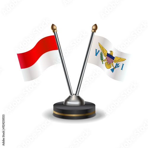 Indonesia and Us Virgin Islands table flags relation with background transparent