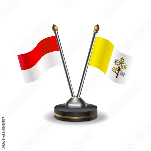 Indonesia and Vatican City table flags relation with background transparent