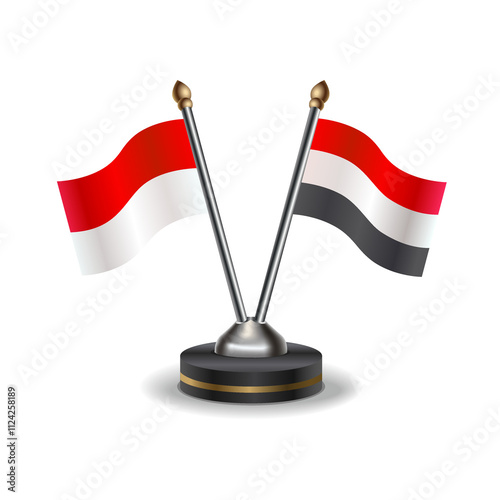 Indonesia and Yemen, table flags relation with background transparent