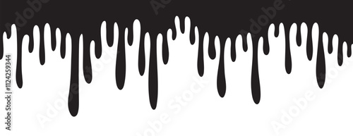Black dripping oil doodle stain, melt drips, liquid, ink silhouettes background