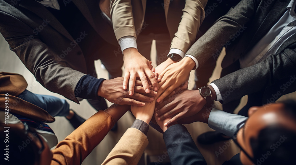 Diverse Team Collaboration Hands Together in Unity and Support Diverse Team Collaboration Hands Together in Unity and Support