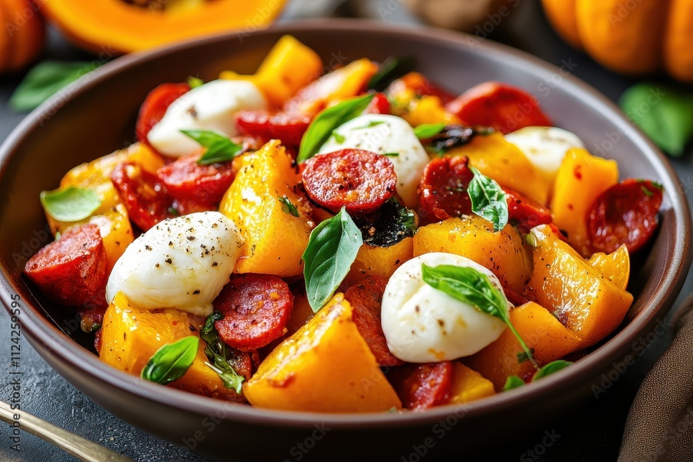Fall salad with roasted pumpkin sausage and cheese Ideas of nutritious eating Themes of seasonal nourishment Fall salad with roasted pumpkin sausage and cheese Ideas of nutritious eating Themes of seasonal nourishment