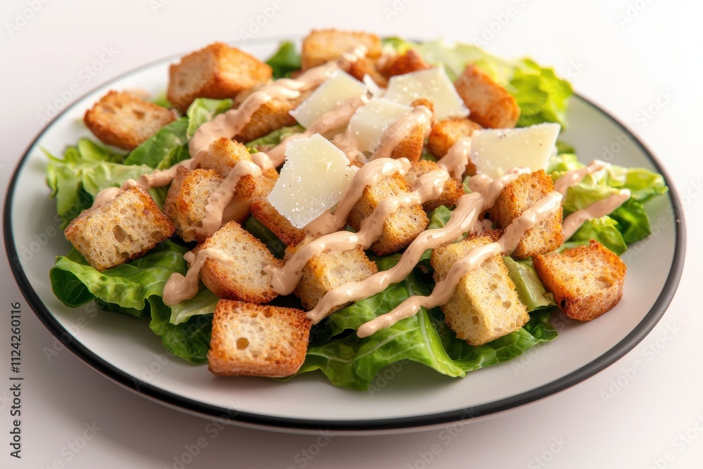 Classic caesar salad with romaine lettuce and croutons kitchen food bright fresh culinary delight Classic caesar salad with romaine lettuce and croutons kitchen food bright fresh culinary delight