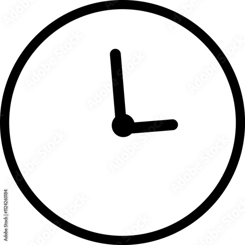 Clock Icon Vector, A simple vector illustration of a clock face with hands pointing to three o'clock
