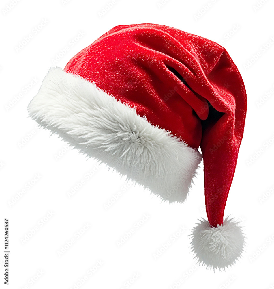 Poster Print Santa Claus red hat. Christmas hat isolated. AI generative image. 40x40 cm