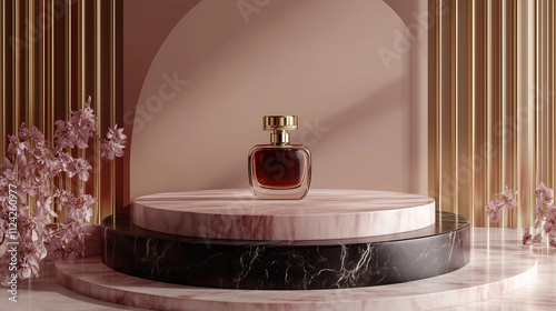 podium mockup in backdrop for perfume