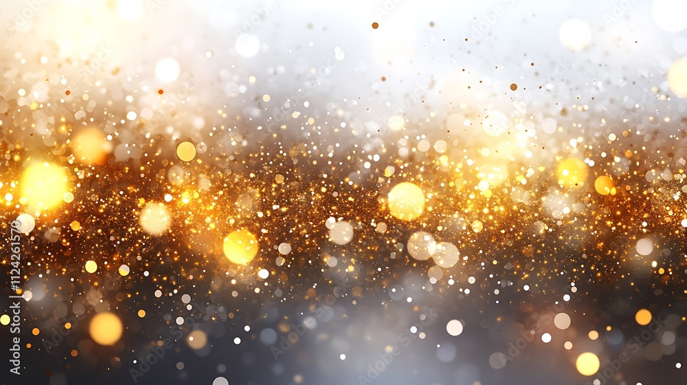 White  and gold abstract glitter bokeh background. abstract glitter bokeh background. Fantasy colorful holiday sparkle background