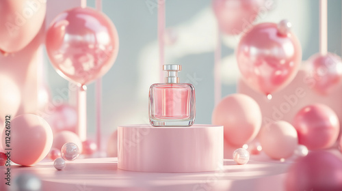 podium mockup in backdrop for perfume
