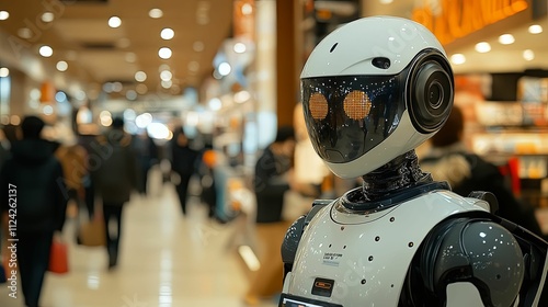 Wallpaper Mural Advanced Robot Stands In Busy Shopping Mall Torontodigital.ca