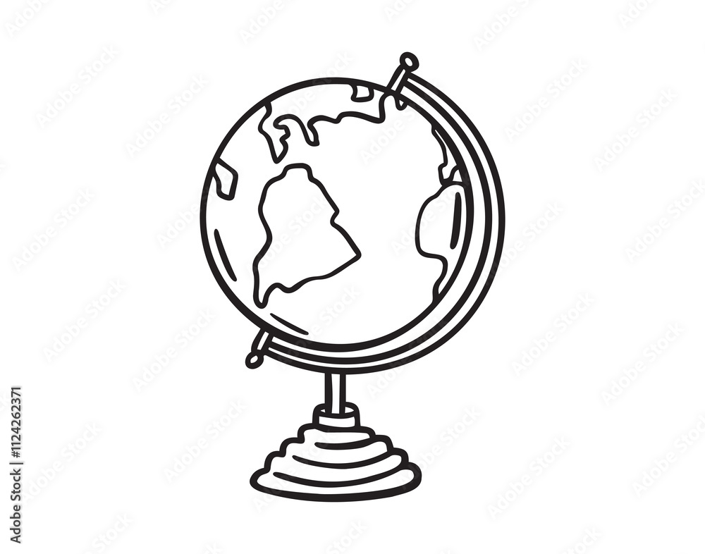 Hand Drawn globe outline doodle. Side globe sketch icon. Vector illustration Isolated on white Hand Drawn globe outline doodle. Side globe sketch icon. Vector illustration Isolated on white