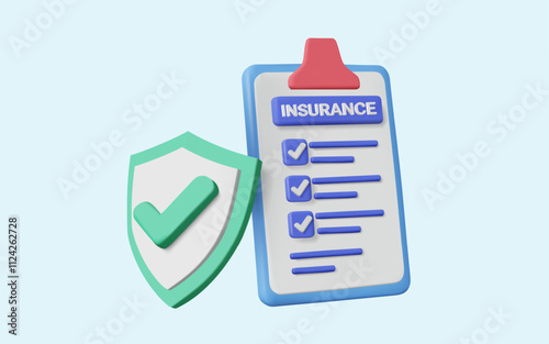 3d vector illustration of Insurance concept. Assurance protection, policy Guarantee business, business Insurance, care about family life, Insurance life, Health insurance, Shield, accident. Eps 10