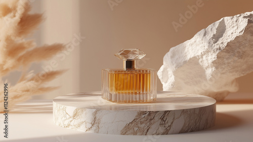 podium mockup in backdrop for perfume
