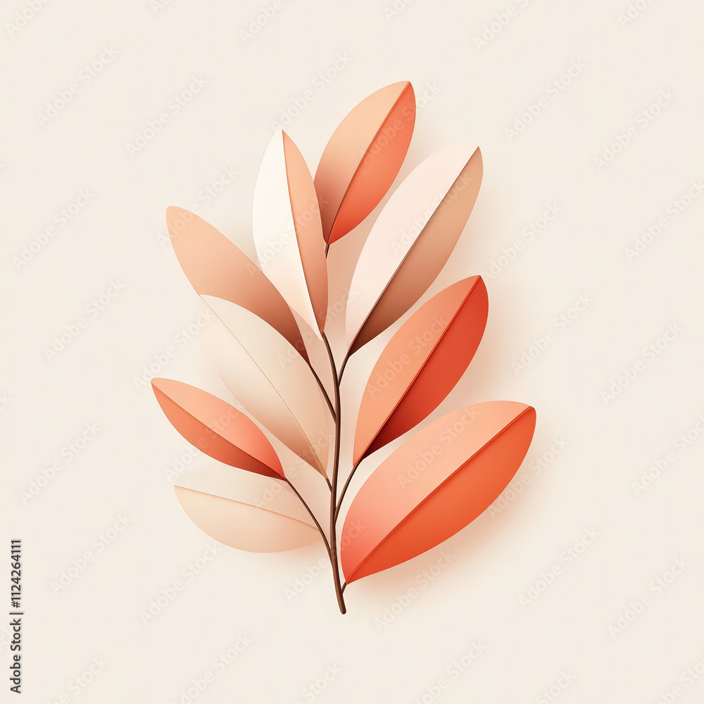 Stylized depiction of leaf arrangement in soft peach and coral tones, showcasing modern aesthetic with layered shapes and gentle curves Stylized depiction of leaf arrangement in soft peach and coral tones, showcasing modern aesthetic with layered shapes and gentle curves