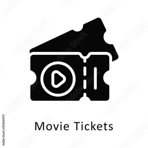 Movie Tickets Vector Gylph Icon. Eps file 10