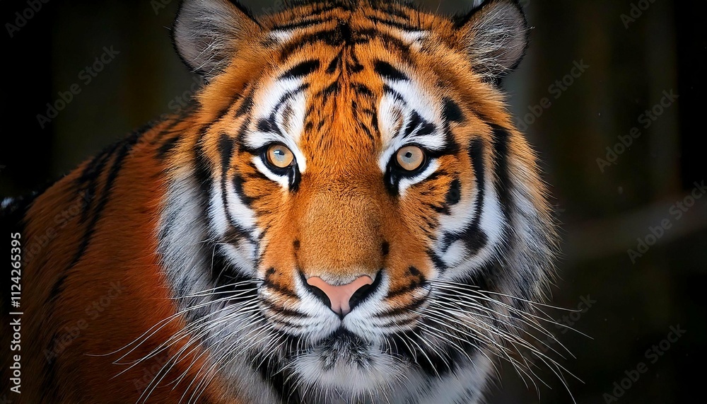 Naklejka premium Beautiful Royal Bengal Tiger face close up, Generative AI