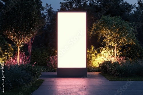 Illuminated display stand Empty pylon model Frontal perspective 3D visualization