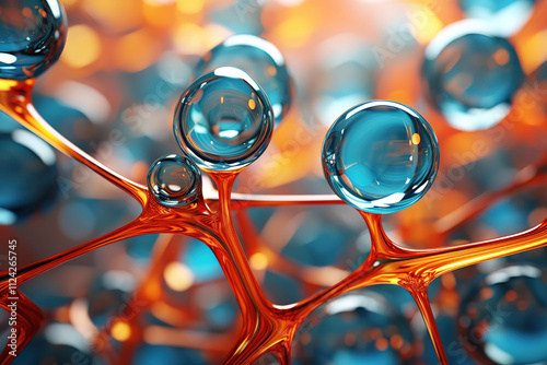 Futuristic glass molecule macro shot with high detail and a subtle depth of field