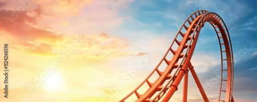 Wallpaper Mural 3D rendering of a roller coaster descending from a peak, with energy transition visuals showing potential to kinetic energy Torontodigital.ca