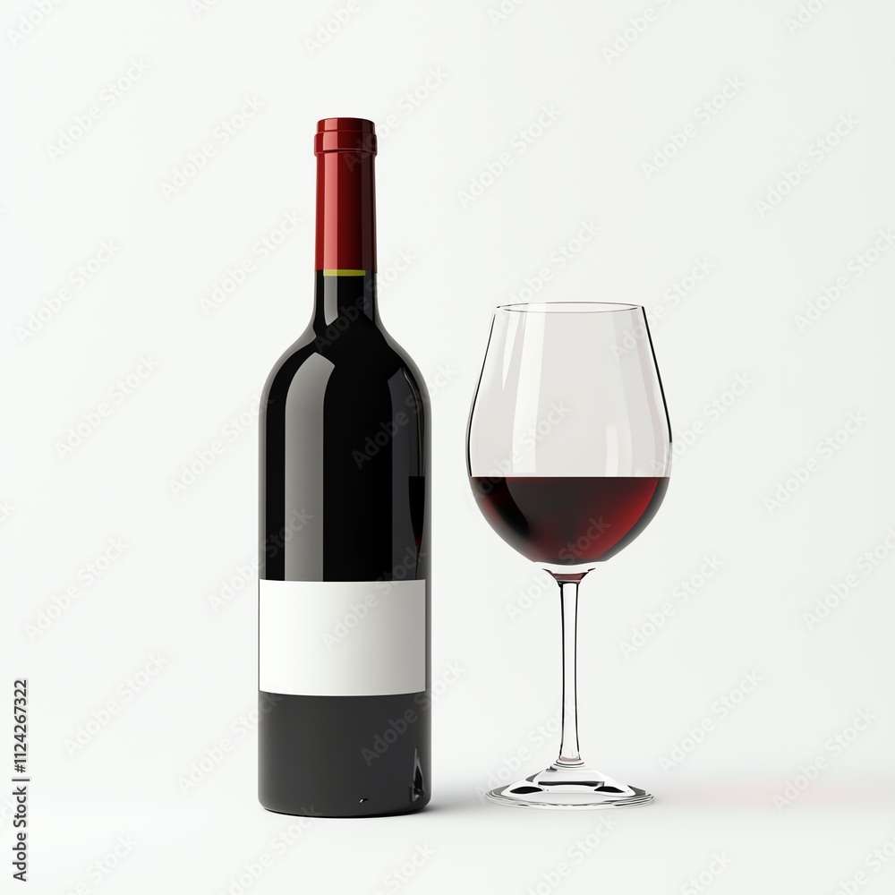 A sleek red wine bottle stands next to a filled glass, showcasing elegance and inviting enjoyment of fine wine. A sleek red wine bottle stands next to a filled glass, showcasing elegance and inviting enjoyment of fine wine.