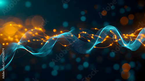 Closeup blue orange wave lights power dashboard exquisite illustration flares connectivity particle physics aliased best practices anomalies. Exquisite. Illustration photo