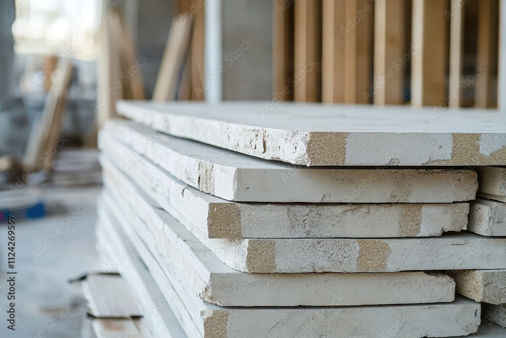 Magnesium oxide wallboard stacked on site Magnesium oxide wallboard stacked on site