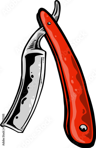 Straight Edge Barber Razor Vector Illustration
